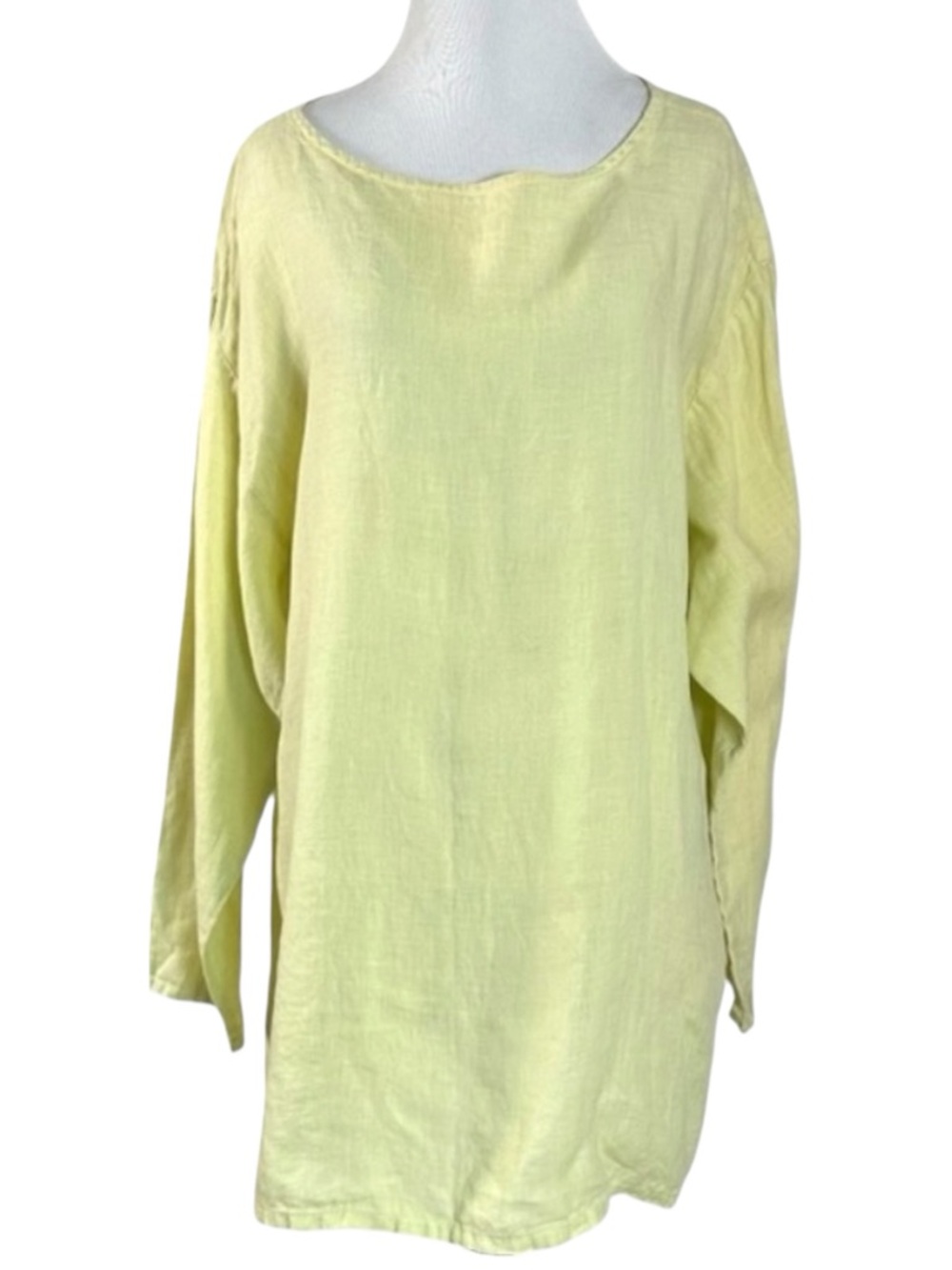 Cut Loose LagenLook Linen Tunic Top in Chartreuse Size Large USA 3/4 Sleeves